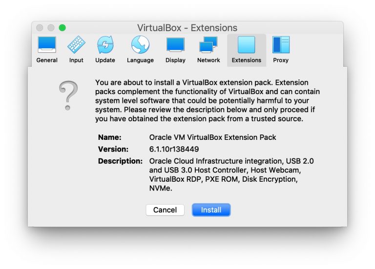 Как установить пакет расширений VirtualBox на Mac, Windows, Linux