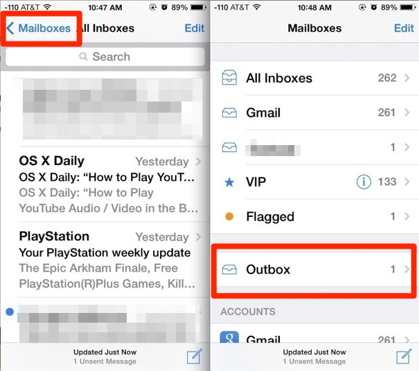 Как просмотреть и повторно отправить «неотправленное сообщение» в почте для iOS