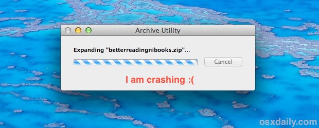 Утилита Fix Archive Utility, когда она перестает работать, дает сбой или зависает в Mac OS X