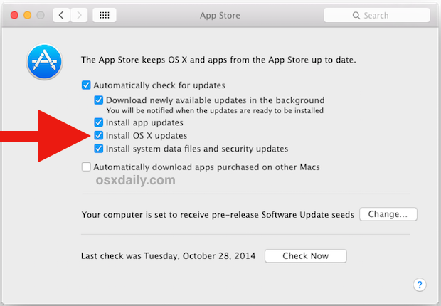 Как автоматически установить обновления Mac OS X на High Sierra, Sierra, El Capitan, Yosemite