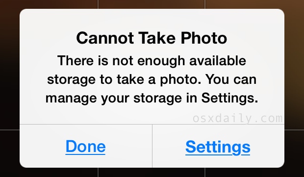 iPhone «не может сделать фото» из-за недостатка памяти?  Временное обходное решение делает еще несколько снимков