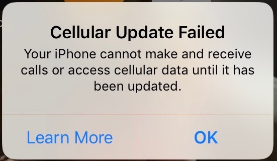 Как исправить ошибку «Сбой обновления сотовой связи» на iPhone с iOS 12.1.2. Проблемы с SMS, LTE и сотовыми данными