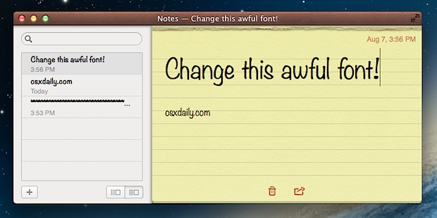 Изменение шрифта по умолчанию для приложения Notes в Mac OS X