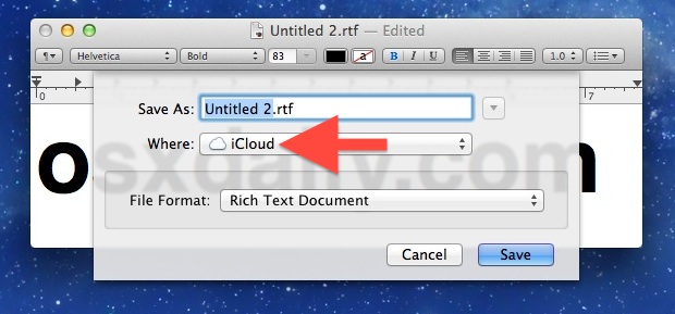 Измените место сохранения с iCloud на локальное хранилище Mac в Mac OS X