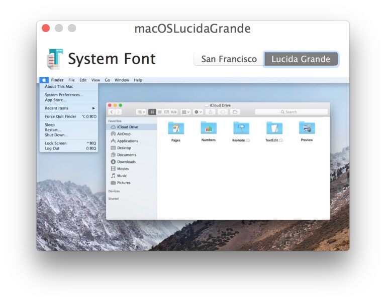 Как изменить системный шрифт MacOS High Sierra на Lucida Grande