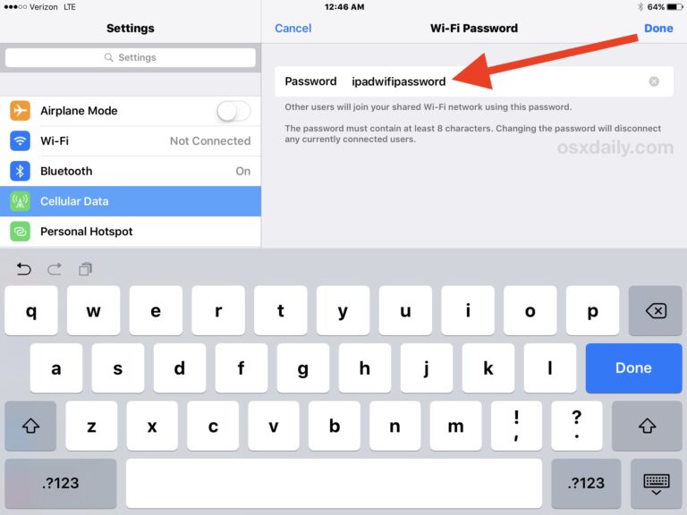 Как изменить пароль персональной точки доступа Wi-Fi на iPhone или iPad
