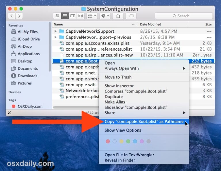 Как скопировать путь к файлу в виде текста из Mac Finder в Mac OS X