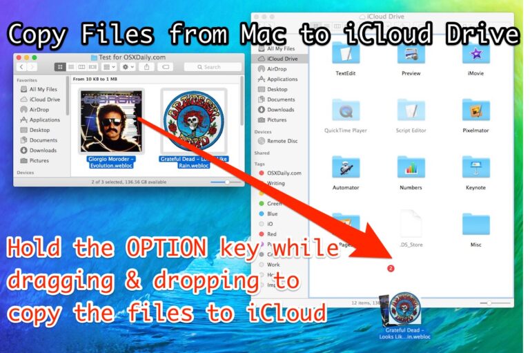 2 способа копирования файлов на iCloud Drive из Mac OS X Finder