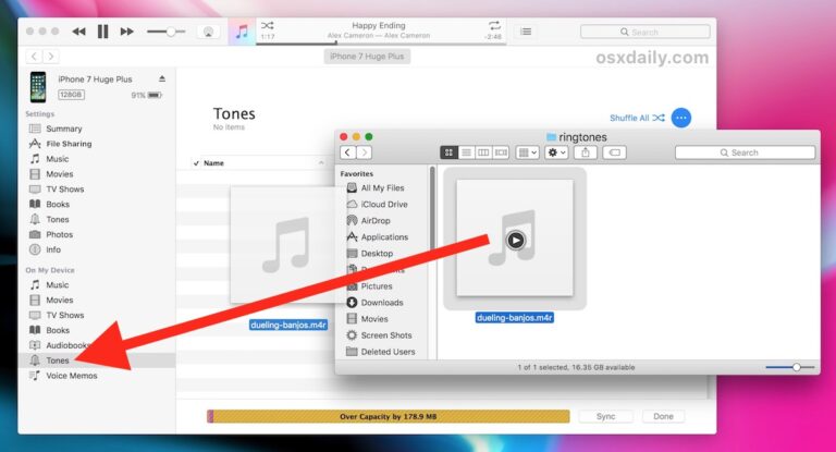 Как скопировать рингтоны на iPhone или iPad в iTunes 12.7