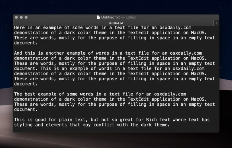 Как включить темный режим TextEdit на Mac
