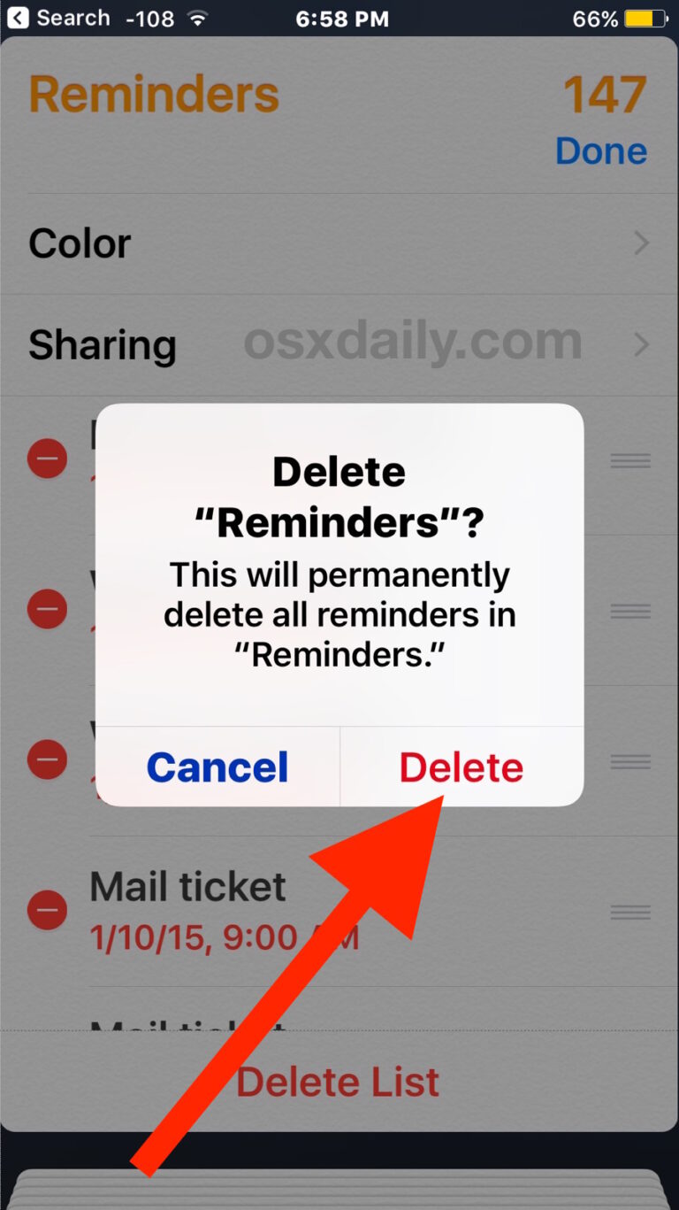 Как удалить все напоминания в списке на iPhone и iPad