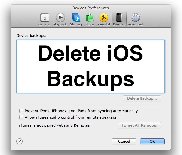Как легко удалить резервные копии iPhone и iPad в iTunes
