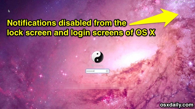 Скрыть уведомления с экрана блокировки Mac OS X