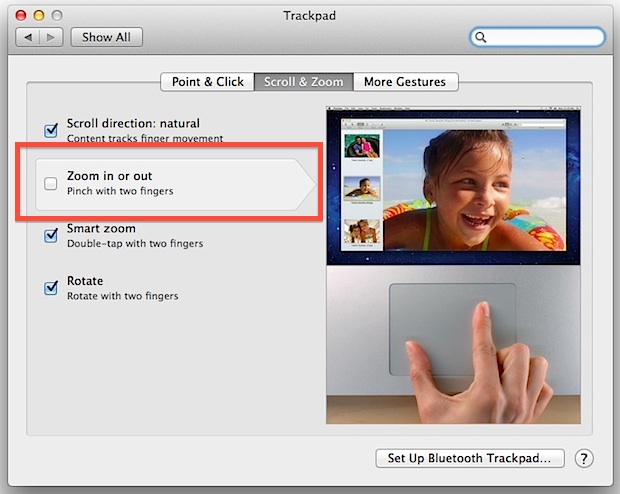 Как отключить жест масштабирования пальцем в Safari и Mac OS X