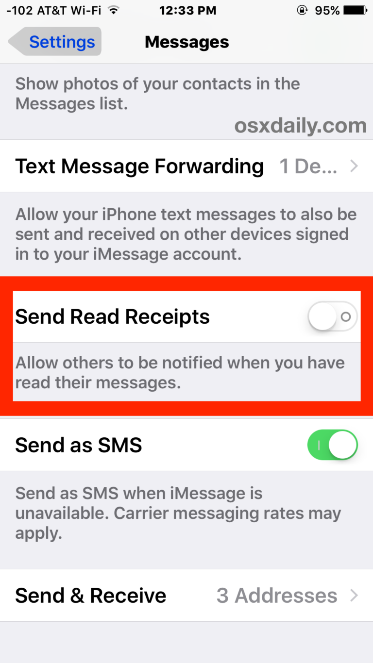 Как отключить уведомления о прочтении в iMessage для iPhone и iPad