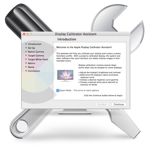 Доступ к калибратору цвета экрана «Экспертный режим» в Mac OS X (Мохаве, Сьерра и Эль-Капитан)