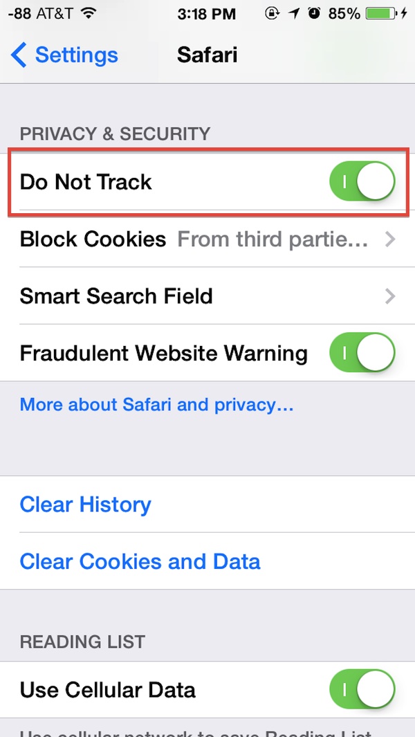 Как включить «Не отслеживать» в Safari на iPhone и iPad