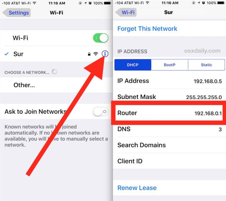 Как узнать IP-адрес маршрутизатора с iPhone или iPad