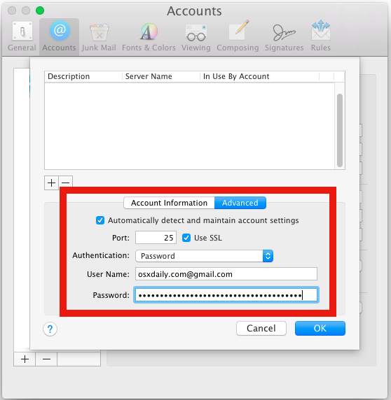 2 возможных исправления ошибок отправки почты SMTP в Mac OS X