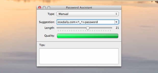 Проверка надежности пароля и создание надежных паролей в Mac OS X