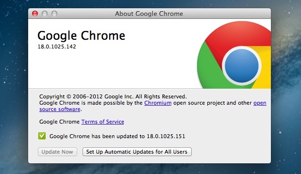 Отключить автоматическое обновление программного обеспечения Google Chrome на Mac