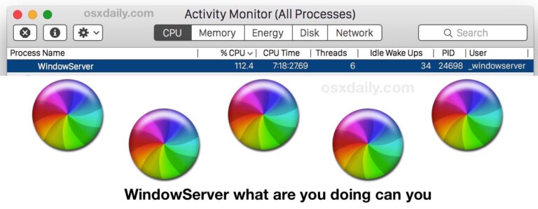 Приручить высокую загрузку ЦП WindowServer на Mac