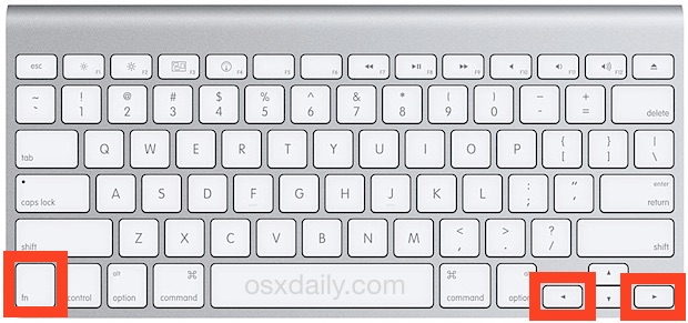 Эквиваленты кнопок «Домой» и «Конец» на клавиатурах Mac