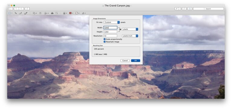 Как изменить размер фотографии на Mac