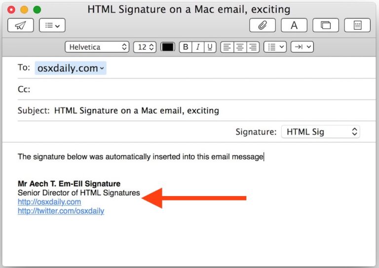 Как сделать HTML-подпись для почты в Mac OS X