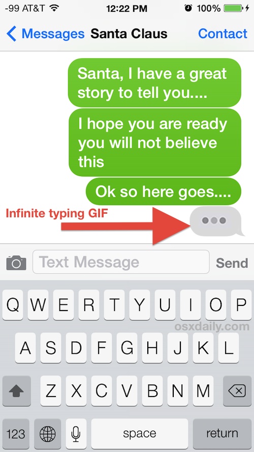 Очень глупая, но забавная шутка в iMessage: индикатор бесконечного набора текста GIF