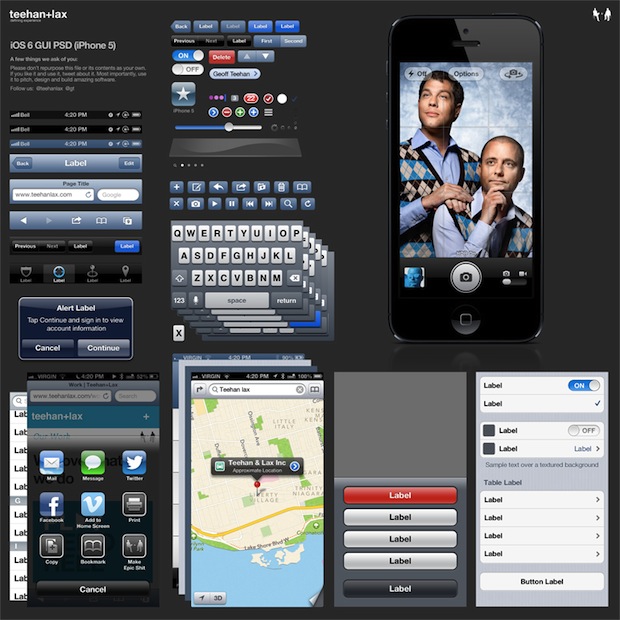 PSD элемент графического интерфейса для iPhone 5 и iOS 6 доступен бесплатно
