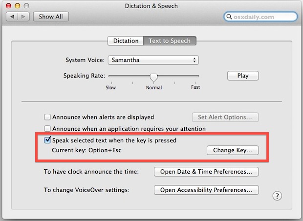 Как озвучивать выбранный текст нажатием клавиши в Mac OS X