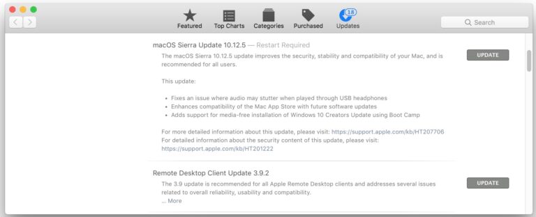 Выпущено обновление MacOS Sierra 10.12.5
