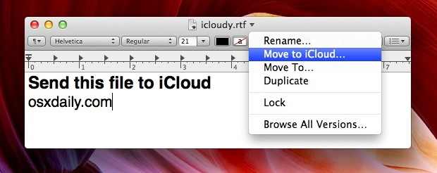 Переместить файл в iCloud из Mac OS