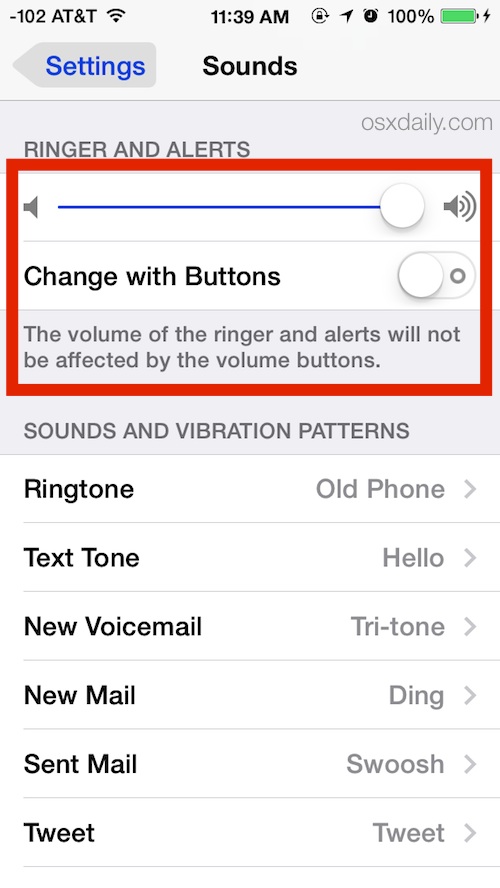 Запретить кнопкам регулировки громкости изменять уровень звонка и оповещения на iPhone