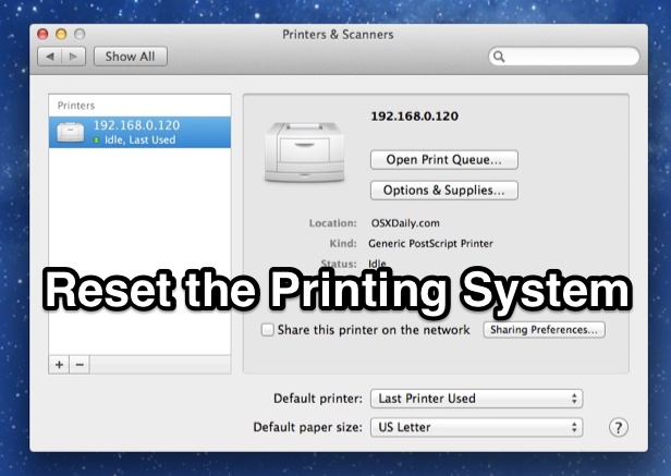 Как сбросить систему печати в Mac OS X, чтобы устранить раздражающие проблемы с принтером