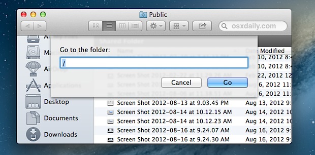 4 способа быстрого доступа к корневому каталогу в Mac OS X