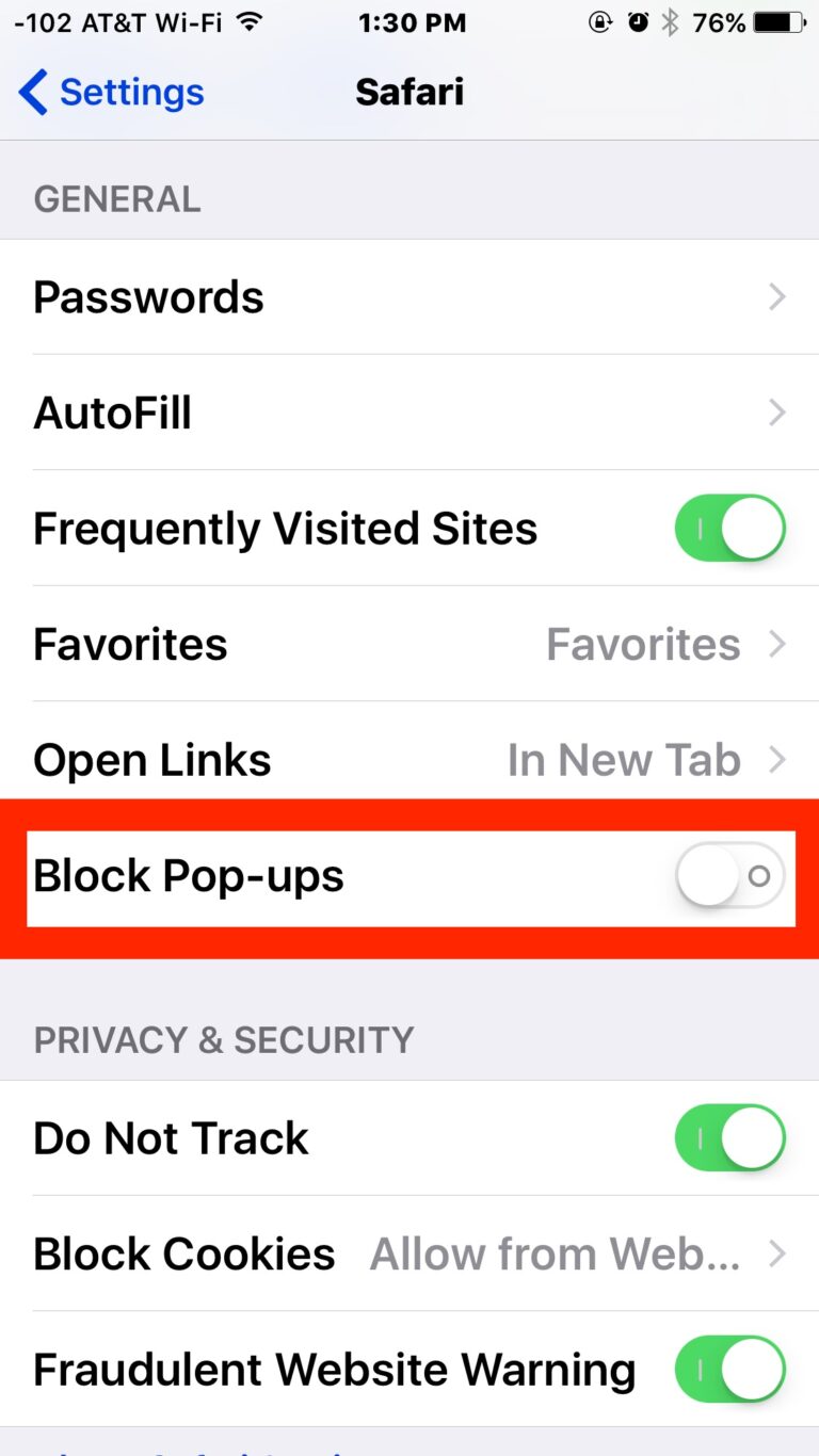 Как отключить блокировку всплывающих окон в Safari для iPhone и iPad