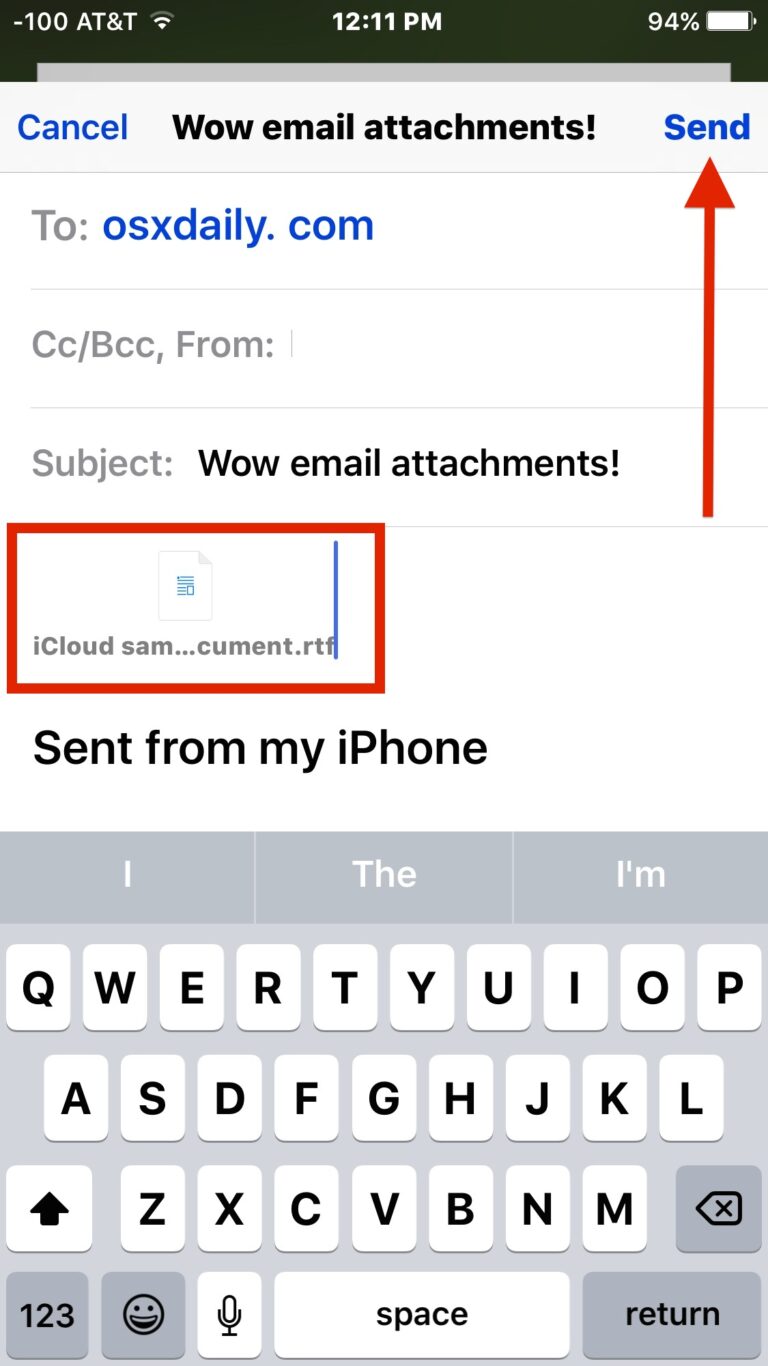 Как добавить вложения электронной почты в почту для iPhone и iPad