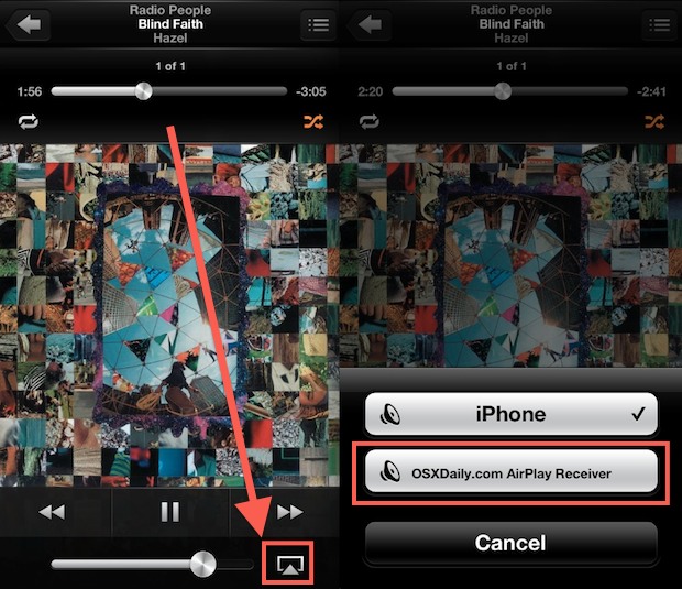 Потоковая передача музыки с iPhone и iPod на компьютер или Apple TV с помощью AirPlay