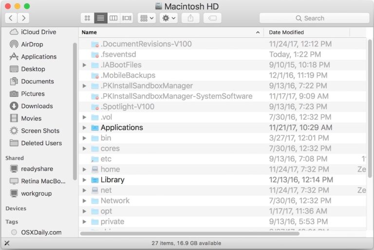 Как показать скрытые файлы в MacOS с помощью сочетания клавиш