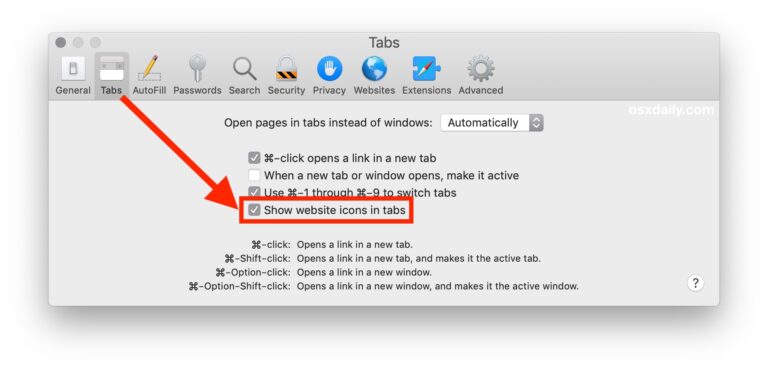 Как показывать значки веб-сайтов в Safari для Mac