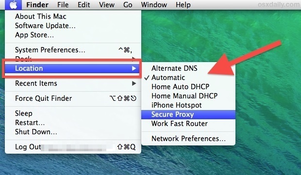 Быстрое изменение сетевого местоположения в Mac OS X через меню Apple