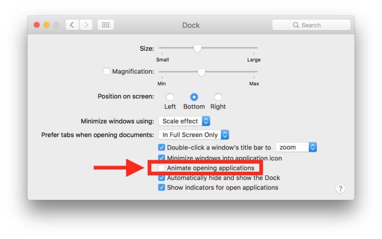 Как остановить анимацию значков приложений в доке при открытии приложений Mac