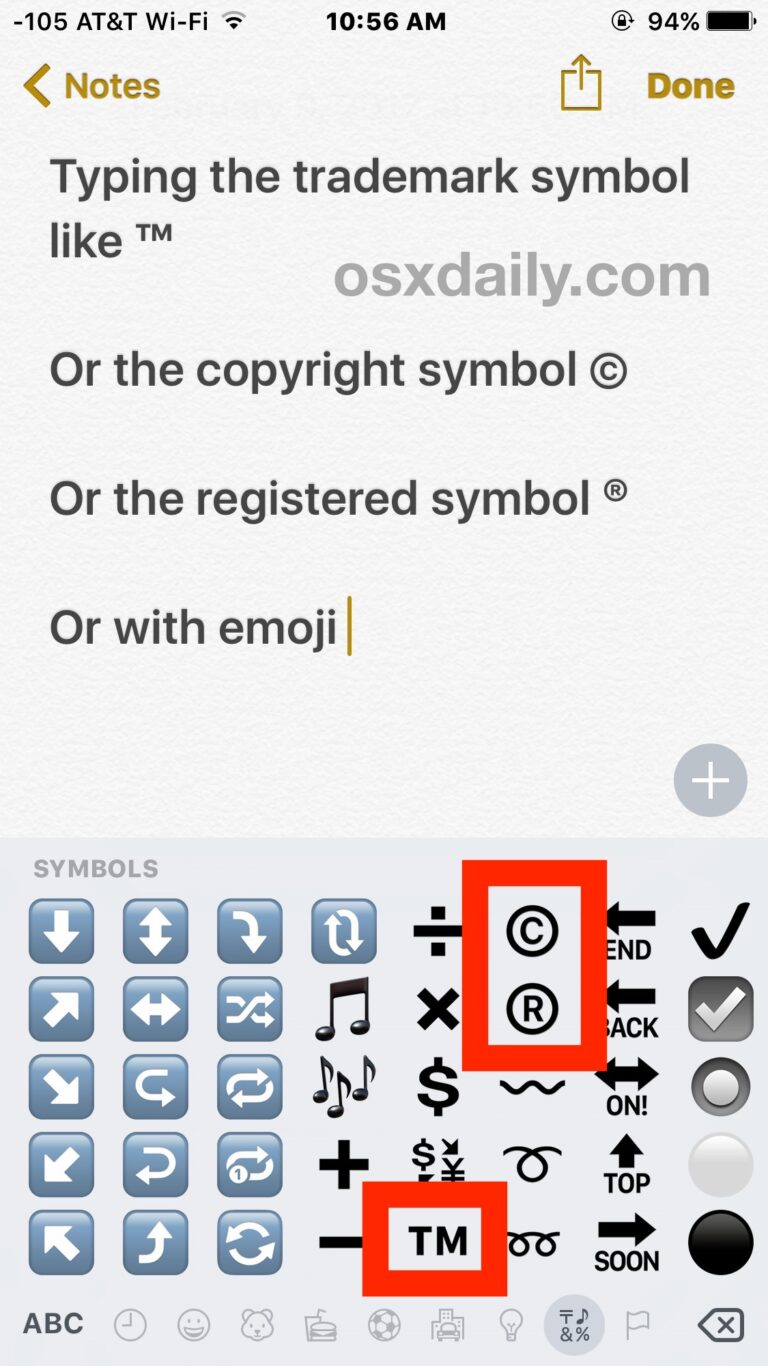 Как ввести товарный знак, авторские права и символы на iPhone и iPad