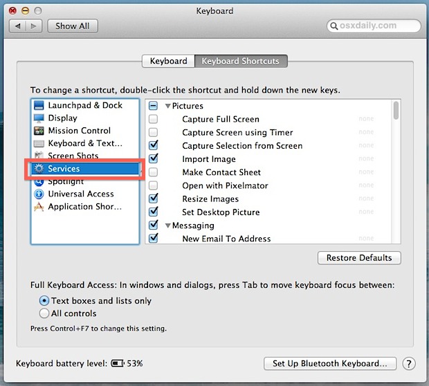 Как удалить службы из контекстного меню в Mac OS X