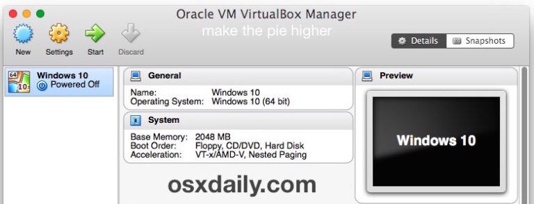 Как изменить размер файла VirtualBox VDI или VHD в Mac OS X