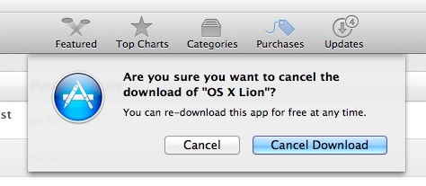Отменить загрузку из Mac App Store