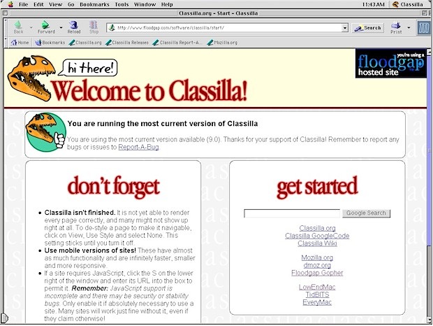 Classilla – это современный веб-браузер для классической Mac OS 9
