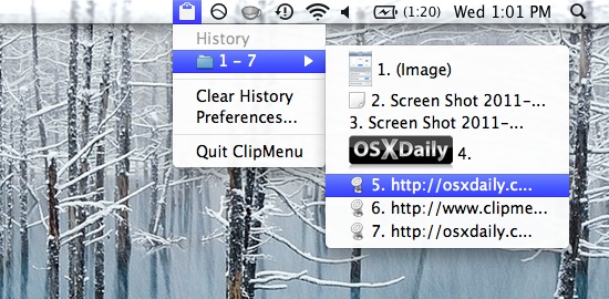 Управление историей буфера обмена в Mac OS X с помощью ClipMenu